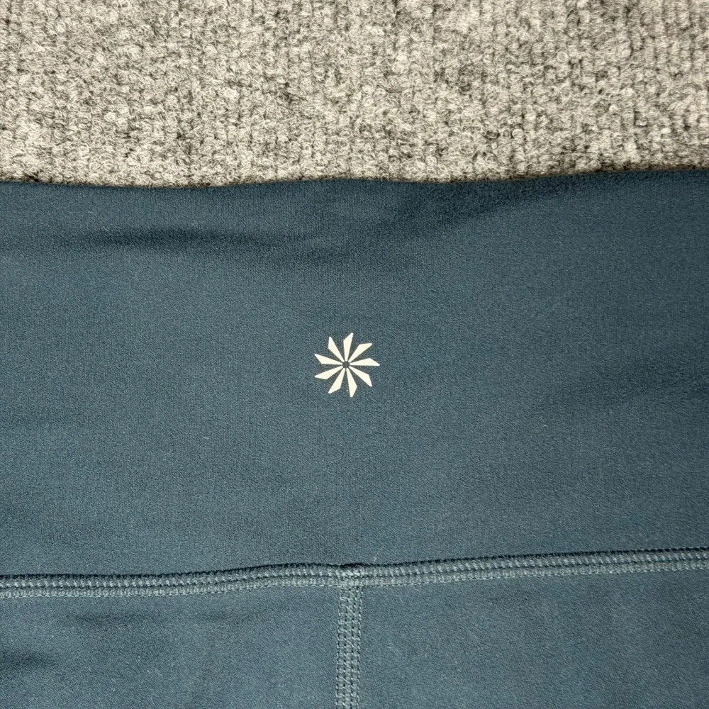 Athleta Womens High Rise Lattice Cut Out Leggings Teal Blue Size S Yoga Training